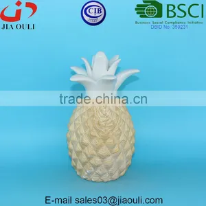 New Design Home and Garden Decorations Ceramic Pineapple With Wood Print Decor thumbnail-1