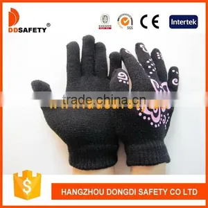 DDSAFETYBlack Velvet Glove With Pink Rubber Coated Daily Glove thumbnail-1