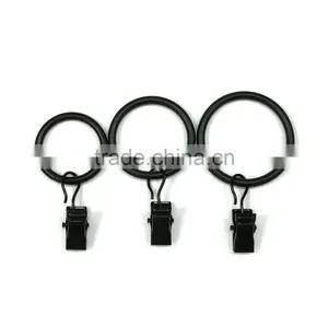 High Quality Black Coated Iron Curtain Ring With Clip / Rod Ring With Clip Hanging / A Ring With A Clip thumbnail-1