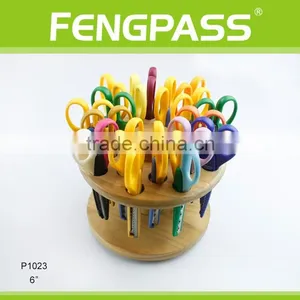P1023 2Cr13 Stainless Steel Blades With Plastic Handle Zig Zag Paper Craft Scissors Set 10pcs Tijeras With Wooden Block thumbnail-3