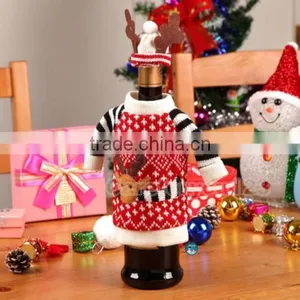 Lovely Wine Bottle Elk Cover Xmas Santa Table Decor Christmas Bottle Cap Party Gift thumbnail-2