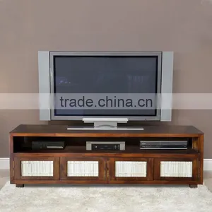 Sideboard tv MEXICO With Frame Bamboo Dark Brown Teak Wood Furniture thumbnail-1