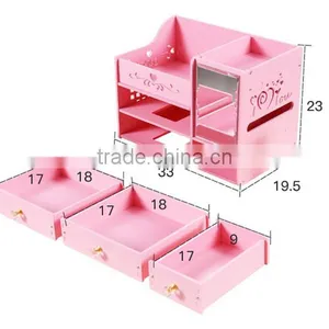 Wood Makeup Storage Organizer Box thumbnail-1