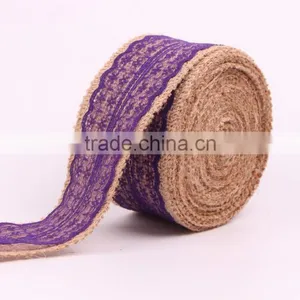 Decorative 28mm Wide Wire Edge Burlap Ribbon thumbnail-1