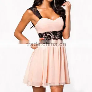 New!Women Summer Sexy Fashion Cocktail Evening Party Pink Lace Mini Short Dress thumbnail-1