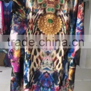 SILK CREPE Crystal Embellished Lace up Kaftan CAFTAN Tunic Poncho Blouse thumbnail-1