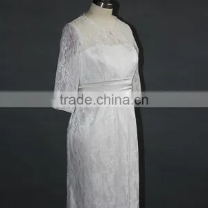 2017 Short Sleeve Sheath/Column New Wedding Dress Lace Appliques thumbnail-5