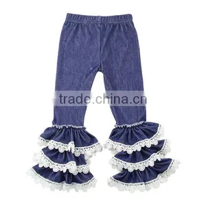2017 New Designs Baby Leggings Wholesale Newborn Baby Clothes Triple Ruffle Pants thumbnail-1