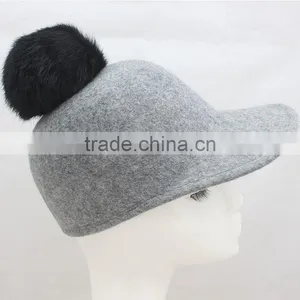 Myfur Genuine Soft Fox Body Fur Pom Pom Elegant Adults Unisex Felt Fedora Hat thumbnail-1