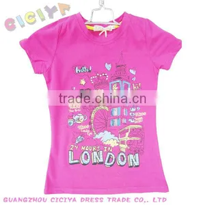 Latest Arrival 2014 Young Girls Fashion T-shirts Printed Summer Maiden Designs Tshirt thumbnail-1