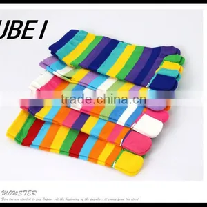 Creative Cute Cartoon Toe Socks Women Socks Cotton Candy Color Rainbow Stripe Socks thumbnail-2