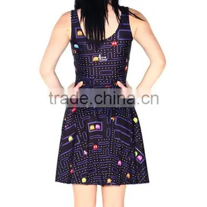 2017 3D Digital Printed Floral Eat Peas Pleated Dress for Women Wholesale thumbnail-4