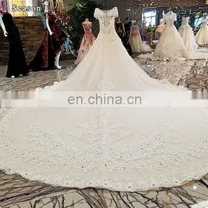 LS00303 Kleinfeld Appliqued Long Dresses Long Train See Through Beaded Bridal Dress for Wedding thumbnail-4