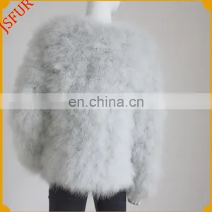 Wholesale Hot Style Warm Winter Turkey Feather Fur Winter Coat thumbnail-3