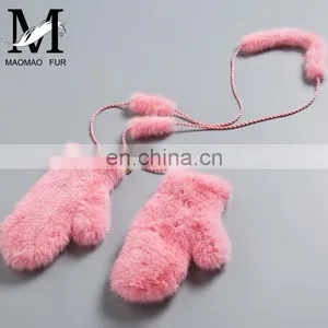 Lady Cute New Product Real Mink Fur Knitting Fingerless Gloves Fashion Fur Cuffs Gloves thumbnail-5