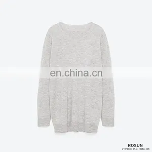 Ladies Light Grey Crew Neck Pullover Oversized Knit Jumper thumbnail-6