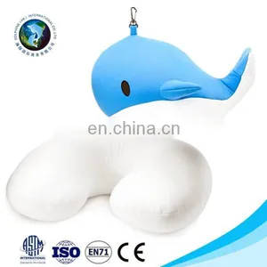 Promotional Gift 2 in 1 Reversible Switch u Shape Pillow 2017 Custom Cartoon Soft Plush Dolphin Toy Neck Support Travel Pillow thumbnail-1