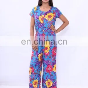 Women Western Printed Cotton Designer Multi Color Jumpsuit Manufacturer in India thumbnail-3