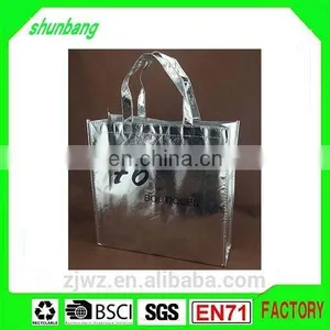 2015 Promotional Metallic Silver Color Non Woven Shopping Tote Bag thumbnail-1