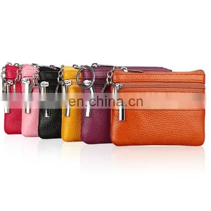 3 Zippers Genuine Leather Coin Bag Credit Card Bag Cash Bag thumbnail-1
