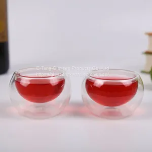 Wholesale Factory Price Amazon Custom Logo 50ml 2oz Double Wall Glass Cup, Drinking Glasses, Double Wall Mini Glass thumbnail-5