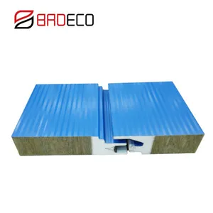Fireproof Eco-friendly Insulated PU Seal Rock Wool Sandwich Panel thumbnail-3