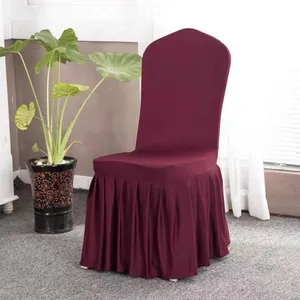 Gold Elastic Stretch Spandex Skirt Banquet Chair Covers for Wedding Party Banquet Event Restaurant thumbnail-5
