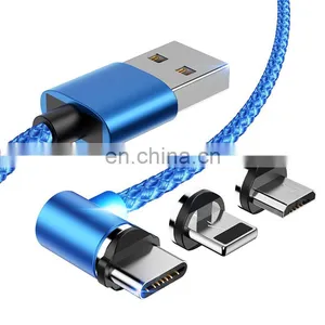 2020 New Design 3A Magnetic USB Data Charger Cable Line Type-C Android IOS Fast Charging 3in1 USB Cable Cell Phone Charger Cable thumbnail-1