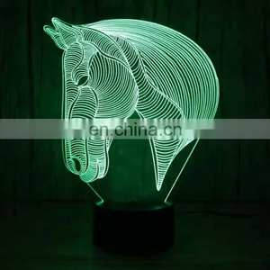 3D Illusion Horse Lamp Acrylic Led Night Light Table Desk Lamp for Bedroom thumbnail-3