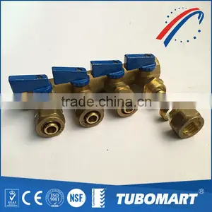 China Supplier CW617N Brass Separator Gas Valve Manifold With Hose Faucet Handle Adjustable thumbnail-5