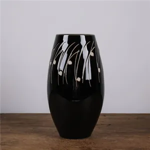 Large Black Japanese Style Hand Made Aloe High Temperature Ceramic Vase For Garden Flower Shop thumbnail-3