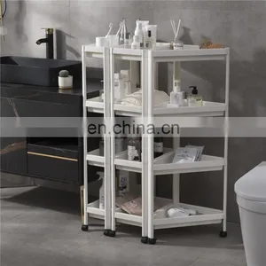 Kitchen Truck Trolley Rack With Caster Convenient Transfer of Movement Detachable Plastic Storage Cart 4 Tiers thumbnail-1