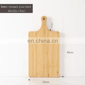 Natural Bamboo Pizza Cutting Board With Handle Bamboo Fruit Bread Pizza Steak Serving Platter Cheese Tray thumbnail-2
