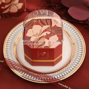 Flower Pattern Candy Package Box Wedding Favors Gift Box With Handle thumbnail-3