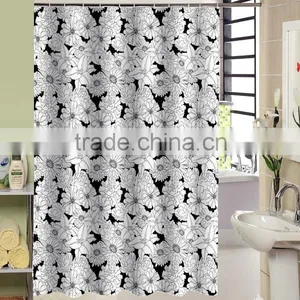 100% Polyester White Stars Printed Shower Curtain for Hotel, Family, Waterproof Bath Curtain thumbnail-4