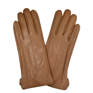 Women Leather Gloves Multiple Color Options Custom Logo Winter Fashion Gloves thumbnail-4