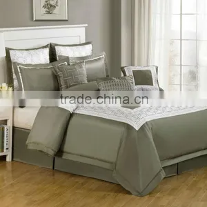100% Polyester Patchwork Queen Olive Duvet Cover Comforter Set thumbnail-1