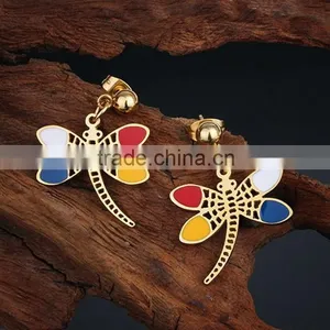 Stainless Steel Dragonfly Young Girl Earring Jewelry Set thumbnail-4