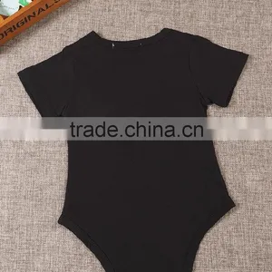 INS Hot Fashion Design Plain Cotton Baby Bodysuit Black Short Sleeve Kids Romper Suit Baby Rompers thumbnail-3