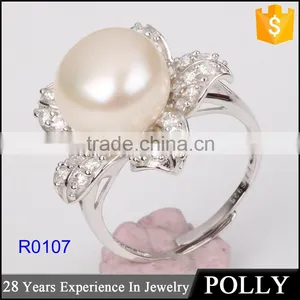 2015 Promotion Latest Fashion Flower Pearl Ring Designs for Women thumbnail-1