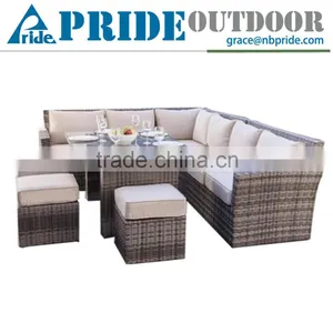 Wicker Rattan Outdoor Furniture Garden 9 Seater L Shaped Rattan Living Room Modern Sofa Set thumbnail-1