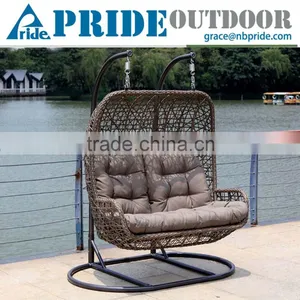 Luxury Outdoor Furniture Double Seat Hanging Indoor Swing Rattan Egg Chair Living Room Swing Chair Quality Choice thumbnail-1