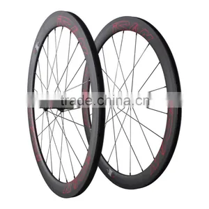 New 23mm Width 50mm Clincher Novate Hub Sapim Spoke Road Bike Carbon Clincher Wheels 50C thumbnail-1