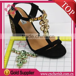 Hot Sale Green Color Glass Stones Crystals Ladies Sandals Decorations Accessories thumbnail-5