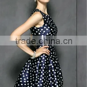100% Polyester Sleeveless Heart Printed Summer Dress 2014 With Good Lining thumbnail-5