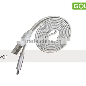 GOLF Micro Metal Flat Cable 2.1A Weave Noodle Fast Charge and Data Cable for Android Mobile Phone thumbnail-5