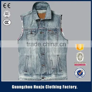 Wholesale 100% Cotton Indigo Fashion Men Biker Denim Waistcoat thumbnail-3