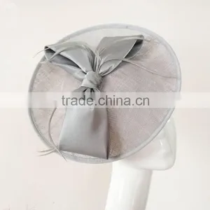Silver Big Disc Sinamay Fascinator thumbnail-1