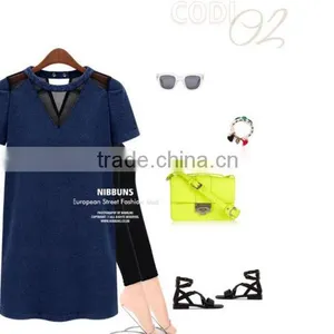 2014 Ladies Mesh Short Sleeve New Design Party Women China Online Shopping Wholesale Sexy Denim Dress,vintage Retro Girl Dress thumbnail-6