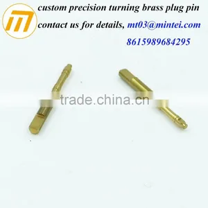 Custom Precision CNC Machining Gold Plated Electrical Brass Plug Pin thumbnail-3